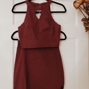 Burgundy skirt and top